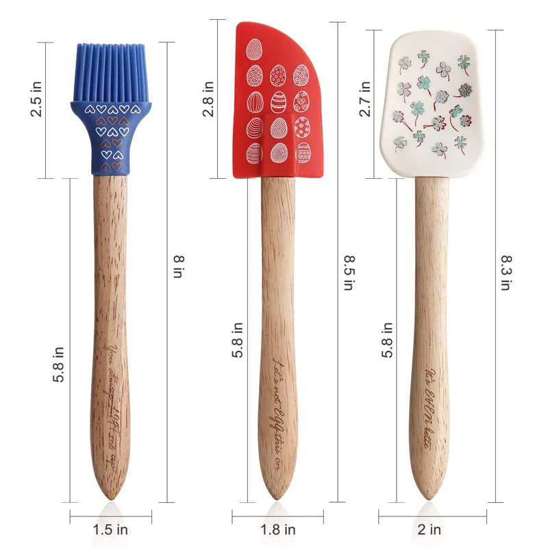 Ермакова 3 шт. длинный силиконовый шпатель силиконовая ложки для выпечки щетка с