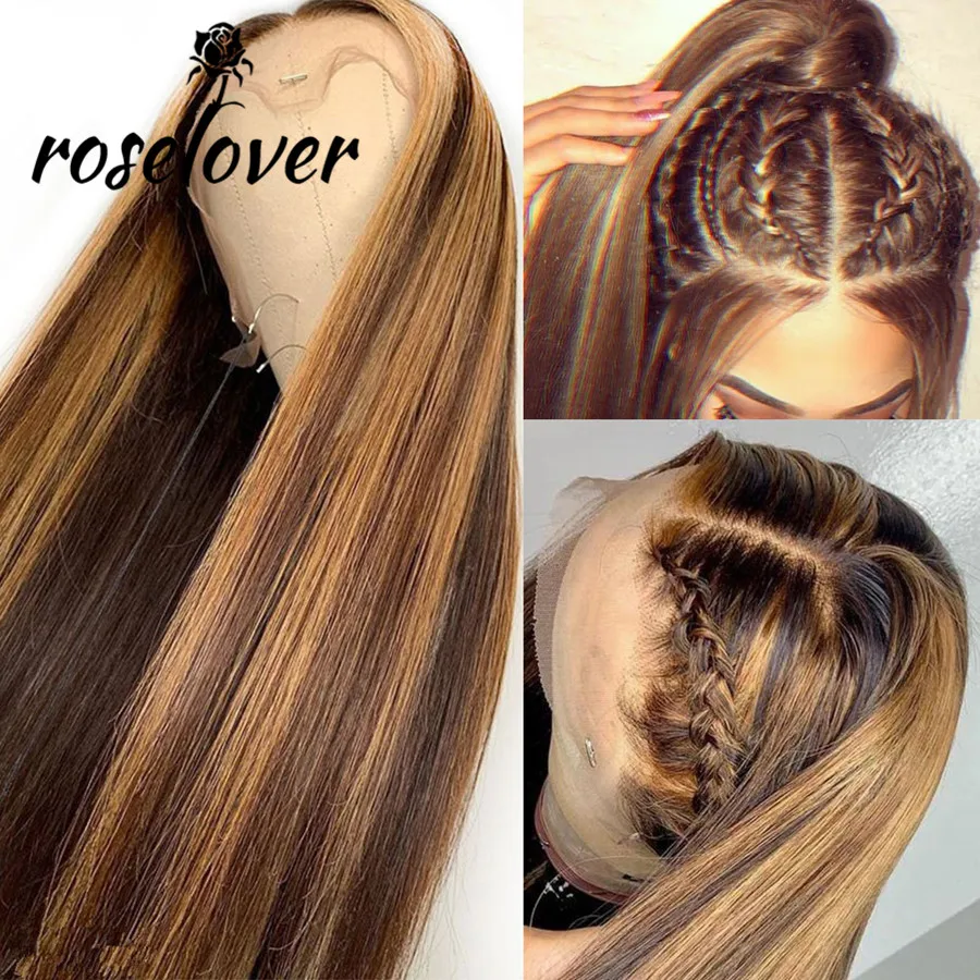 Глубокая часть парик из человеческих волос на фронте прямые яркие цветные волосы