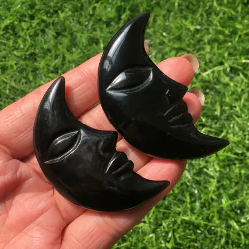 Натуральный кварцевый кристалл obsidianhand луна Череп рейки лечение 1 шт. | Дом и сад