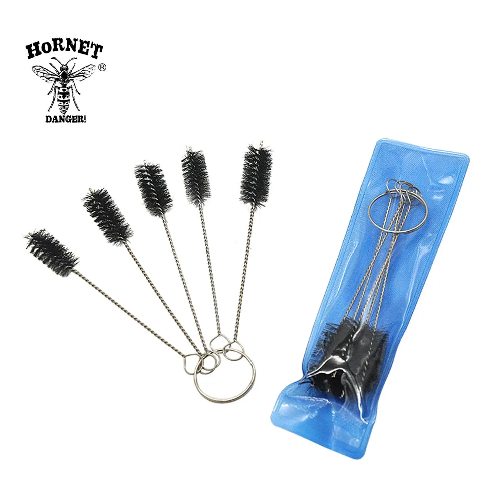 

5pcs/set Durable Nylon Small Brush Mini Smoking Pipe Cleaner Brush Hookah Pipe Cleaning Stainless Steel Brush for Glass Pipe