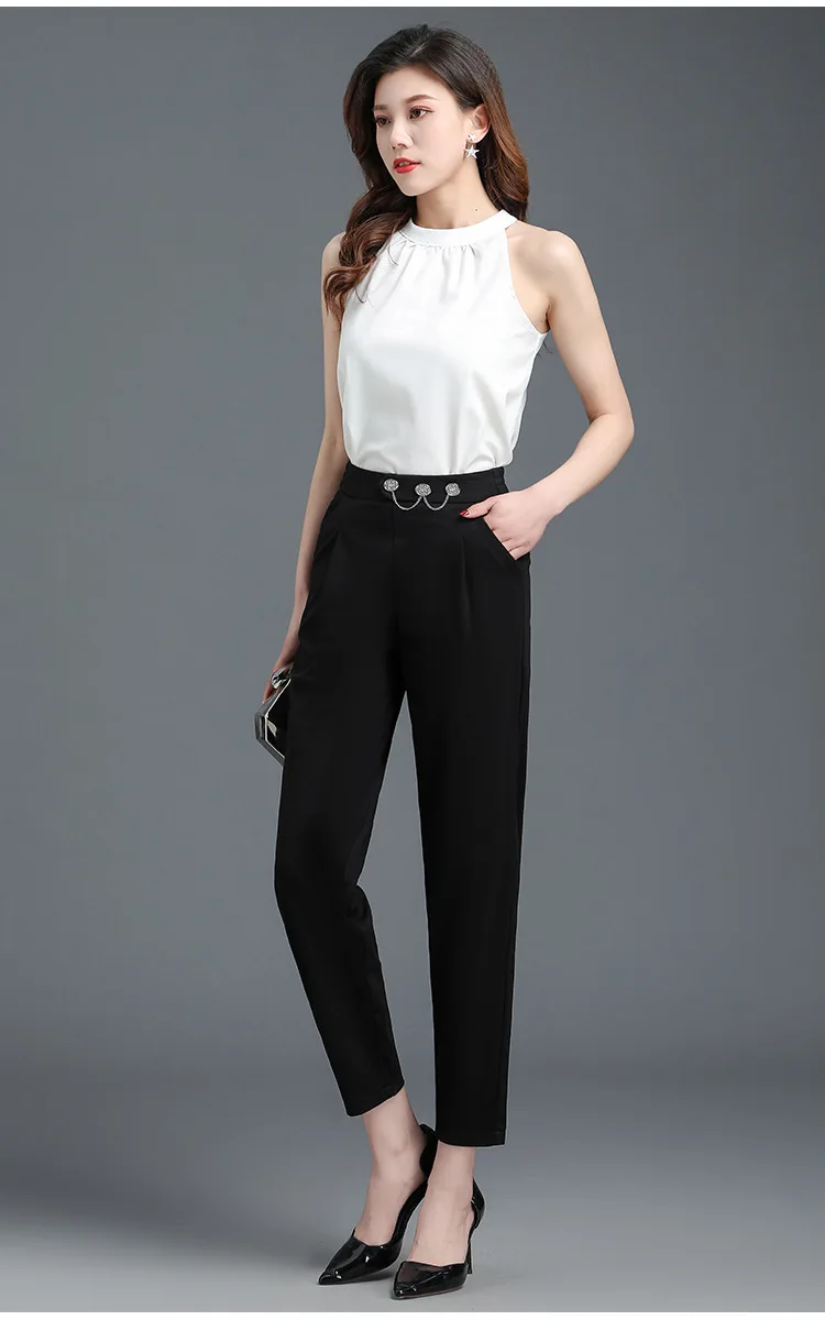 

Fashion Harem Pants Summer Women High Waist Slim Casual Black Suit Trousers Office Lady Elegant Formal Work Plus Size 4XL A65