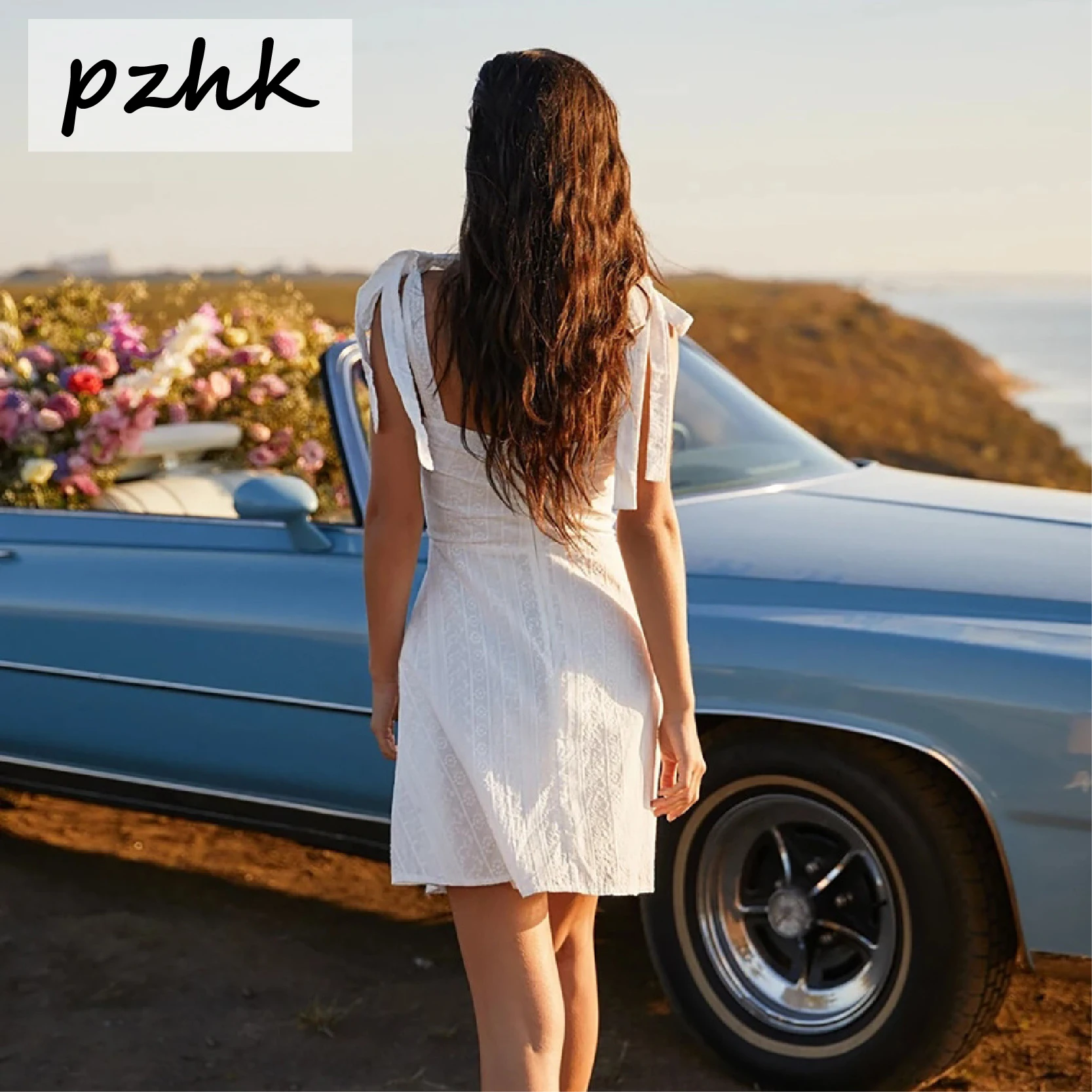 

Jane Deiune Summer Women Dress Fashion Bow Backless V-Neck Elegant Beach Sleeveless Mini Ruffle White Casual Party Sexy Vestidos