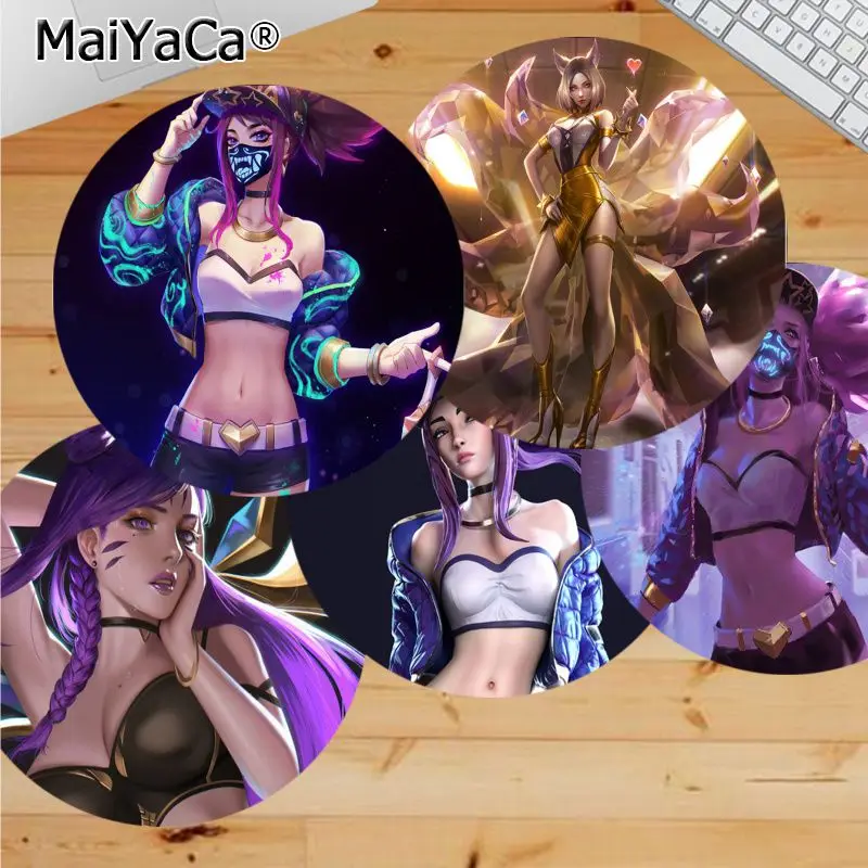 

Крутой модный игровой коврик Maiyaca KDA для девочек, Круглый игровой коврик для мыши, нескользящий коврик для ноутбука, коврик для мышки, игрово...
