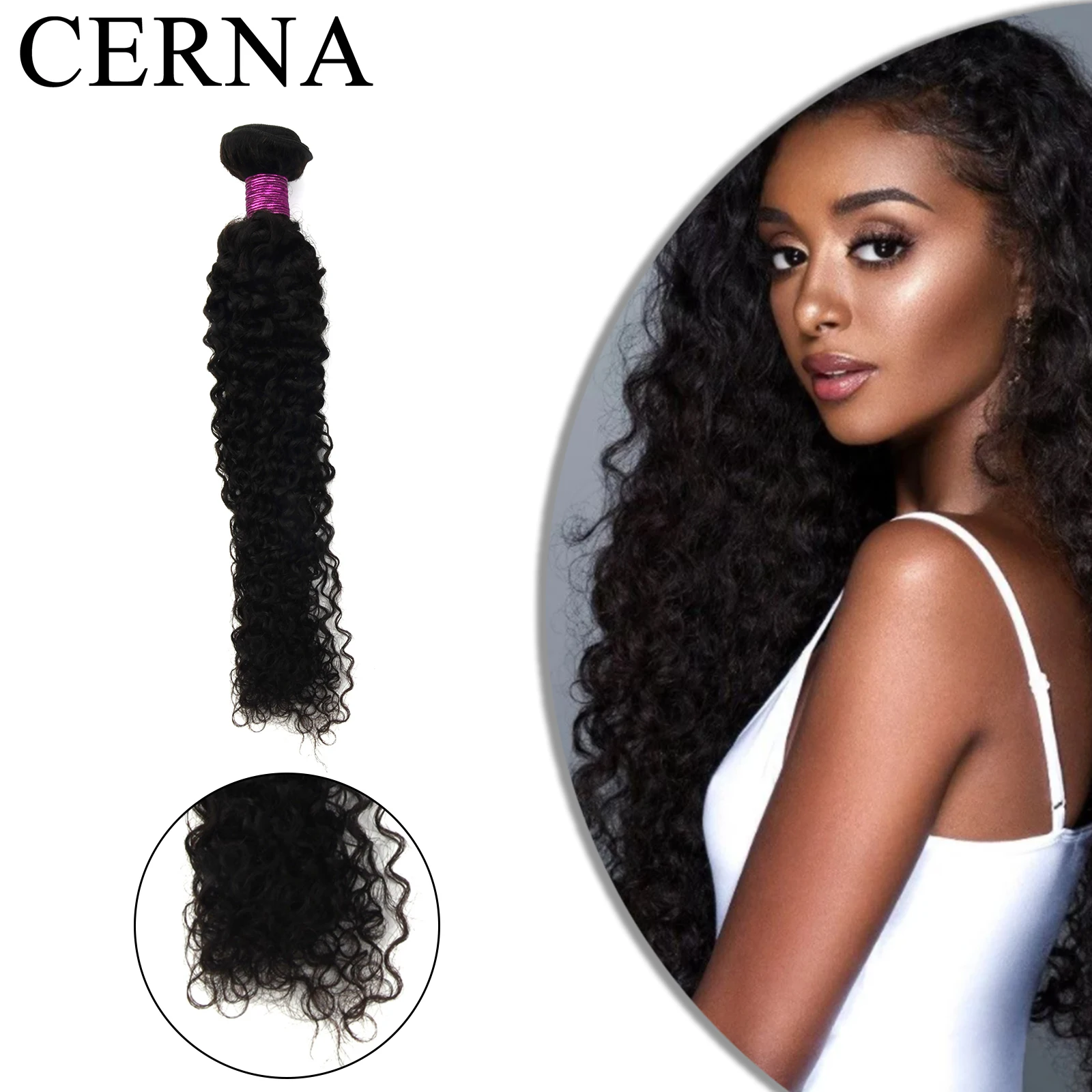 

Cerna Curly Wave Hair Bundles for Black Women Indian Virgin Hair Natural Color 100% Human Hair Unprocessed Hair Extensions