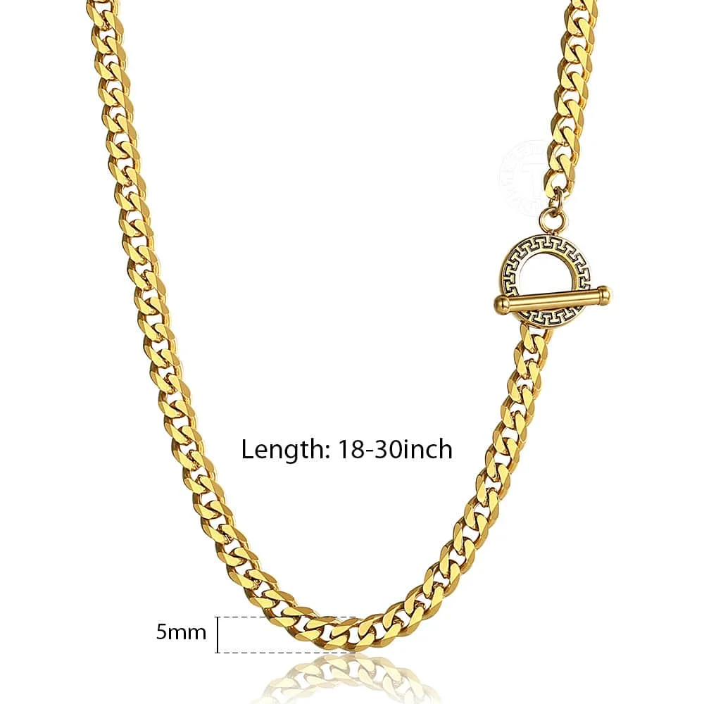 5mm Stainless Steel Chain Cuban Curb Link Necklace for Men Women Toggle Clasp Fashion Hip hop Jewelry TNS00703 | Украшения и
