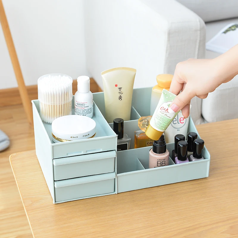 

Cosmetic Storage Box Drawer Desktop Plastic Makeup Jewelry Organizer Container Rack Home Office Mobile Phone Sundries Organizers