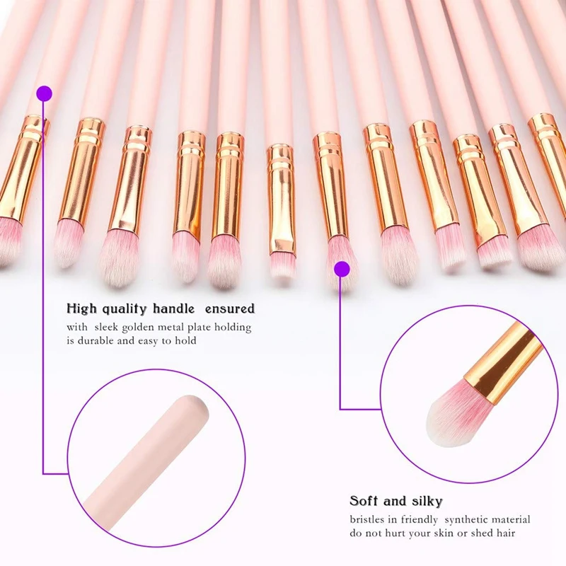 

15PCS Eye Shadow Makeup Brush Set, Eye Shadow Makeup Brush Set, Including Eye Shadow Mini Fan Brush, with Wooden Handle
