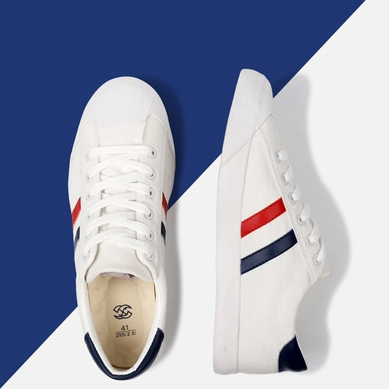 Новинка Парусиновая обувь Мужские белые кроссовки Повседневная на плоской