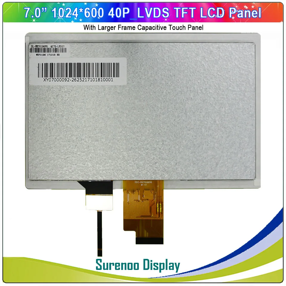 7 дюймовый/7 0 дюймов 1024*600 40P_LVDS TFT ЖК модуль монитор экрана и FT5426 I2C емкостная