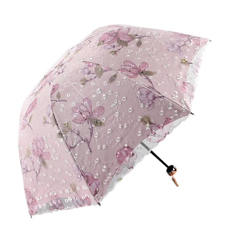 

Двухслойный кружевной зонтик от солнца, защита от ультрафиолета, складной зонтик для принцессы, подарок на свадьбу