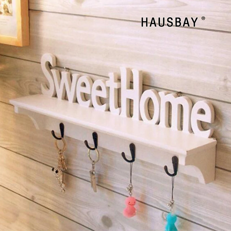 

Wooden Shelves Wall Mounted Rack Hat Key Holders Storage Shelf hanging hooks Living Room Entrance Hanger Home Decoration Z0508