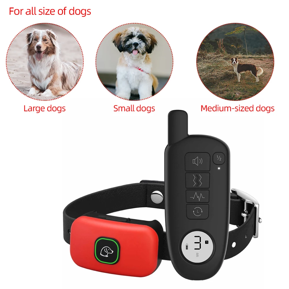 

1000ft Range Dog Training Collar Waterproof Electric Shock Vibration Sound Dogs Bark Collar for Small Medium Large Dogs Trainer