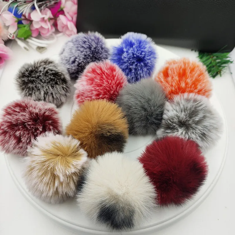 Новый Модный комплект из Цвет искусственный помпон меха кролика 6 см Pom Tassel Pendant DIY