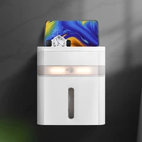 led tissue box portable paper storge roll paper hoder bathroom storge box free punch night light waterproof smart tissue box