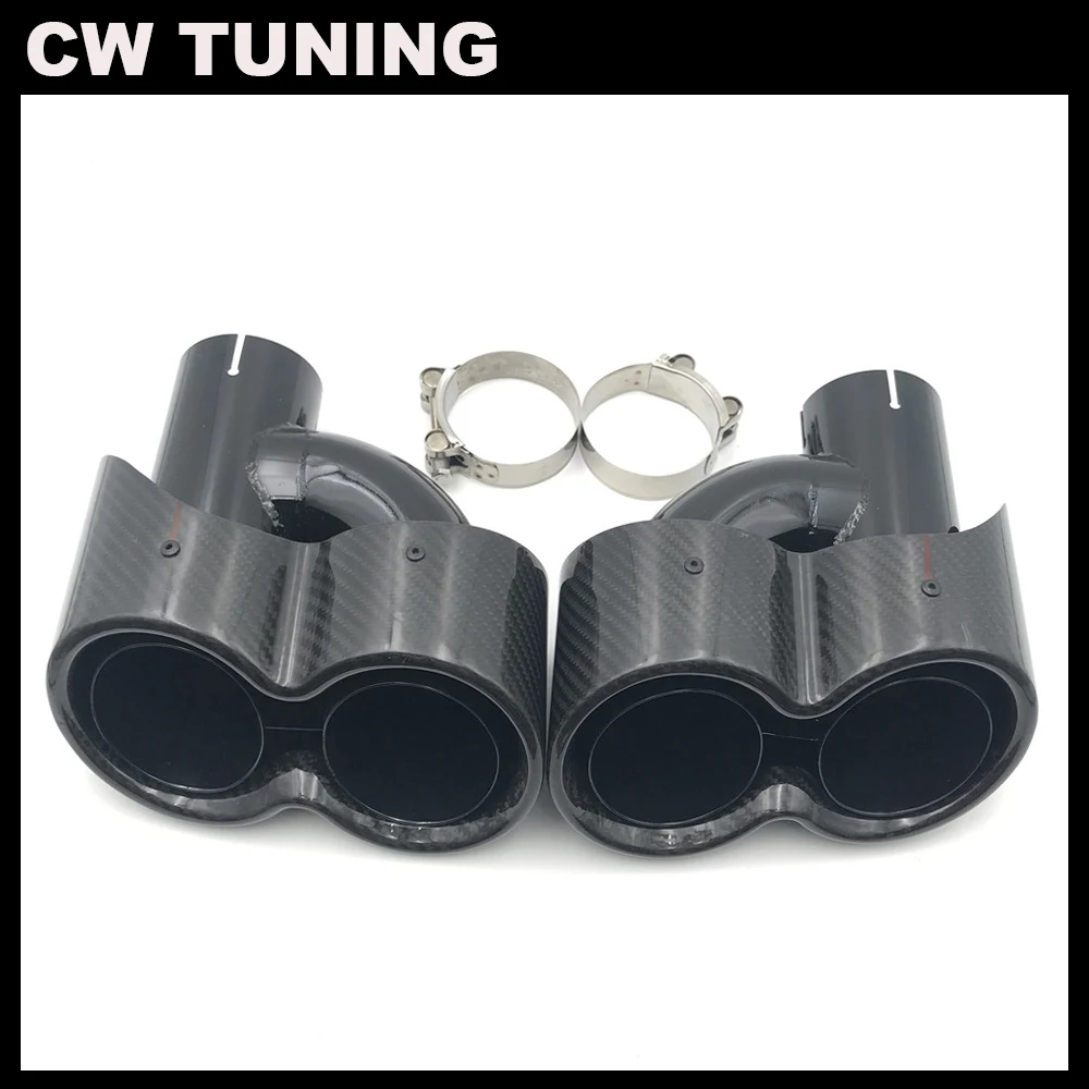 1 пара новая модель H наконечник выхлопной трубы из глянцевого углеродного