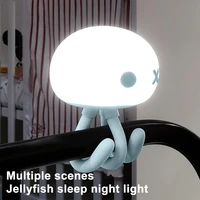 led night lamp creative cute jellyfish light baby kid bedroom sleep eye care atmosphere silicone night light touch sensor lights