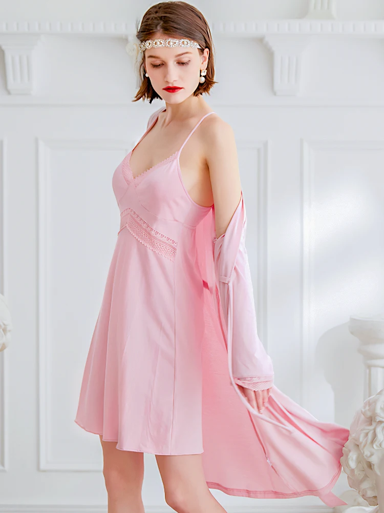 

Sexy Lace Female Robe Sets Cotton Bathrobe Women Kimono Bath Gowns lounge Sleepwear Nightwear Bridesmaid Robes Suit Chest Pads