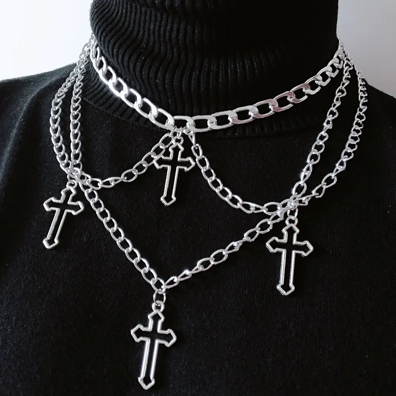 Женская подвеска в виде полого Креста Goth Indie серебряная | Украшения и аксессуары