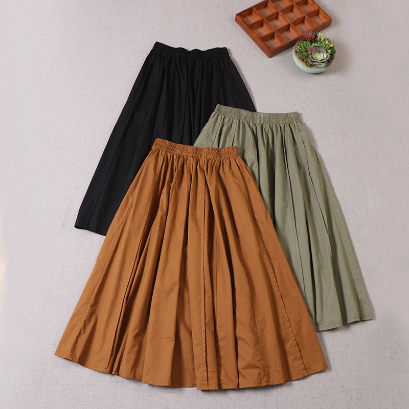 

Простая Однотонная юбка с эластичной резинкой на талии в японском стиле, женская повседневная одежда Airuibao6794