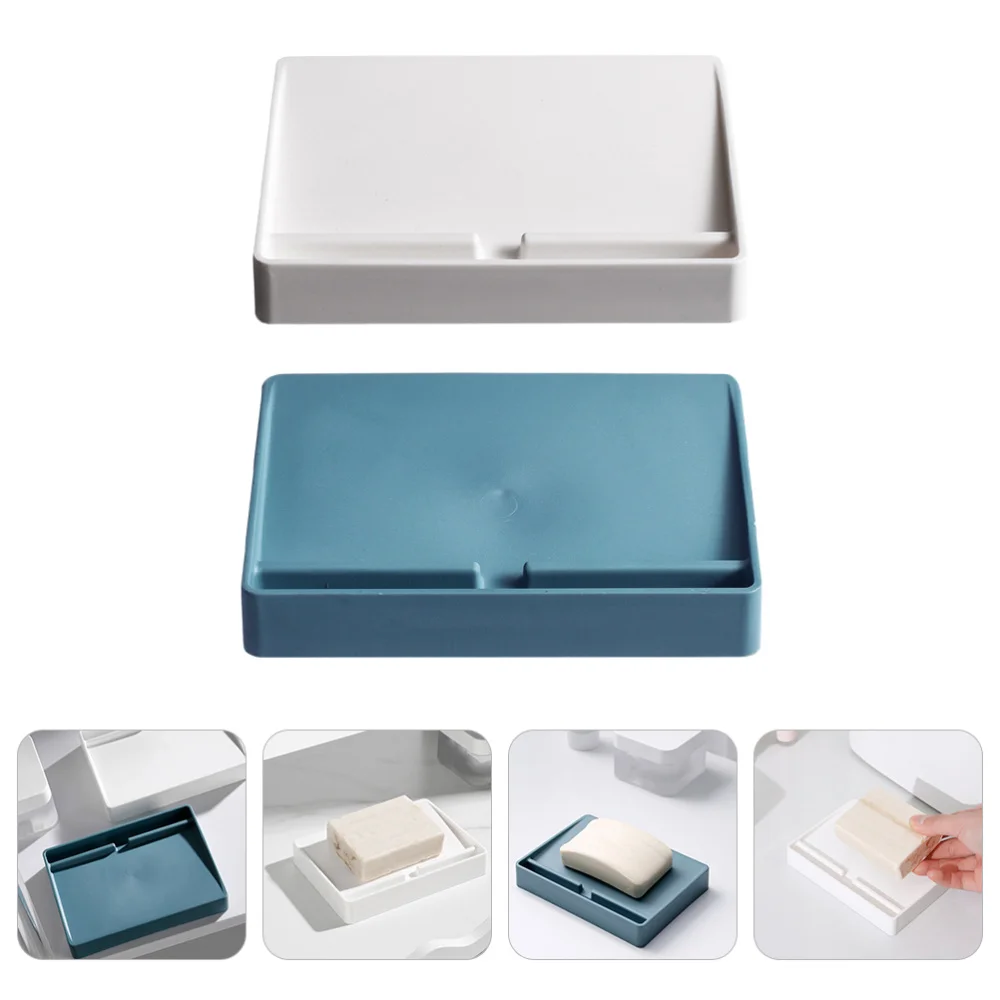 

2Pcs Soap Dish Plastic Soap Box Soap Holder Soap Drain Box Storage Box