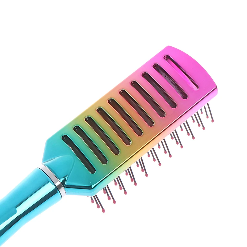 

Pro Electroplating Rainbow Curls Antistatic Massage Curling Comb Clipper Oil Head Hair Salon Styling Hairdressing Salon Brush