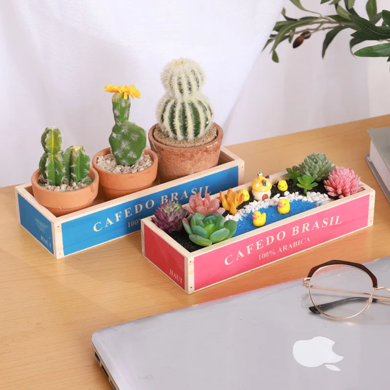 Ретро Деревянные суккулентные деревянный ящик украшения бытовые прямоугольной