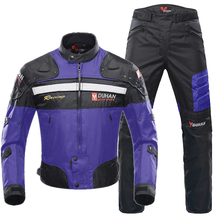 Blue jacket Pant DUHAN мотоциклетная куртка для верховой езды ветрозащитная мотоциклетная Защитная Экипировка для всего тела осенние зимние мото костюмы - Цвет: Blue jacket Pant