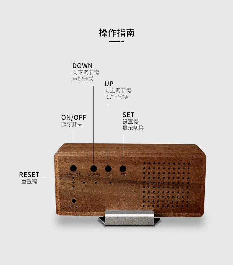 Электронный Bluetooth цифровой Деревянный светодиодный Будильник Метеостанция цвет