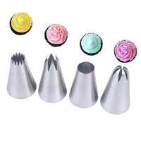 4 pcs icing piping nozzle russian pastry tips baking tools cakes decoration set stainless steel nozzles cupcake