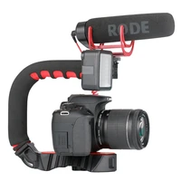 ulanzi u grip pro mini handle stabilizer with triple cold shoe mount camera smartphone video portable gimbal for dslr mobile