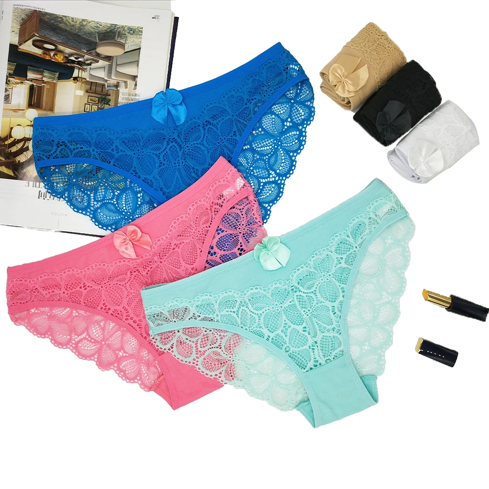 

6 Pieces a Pack Ladies Sexy Lace Panties Underwear Women Briefs Lingerie Female Floral See Through Pantys Underpants Intimates