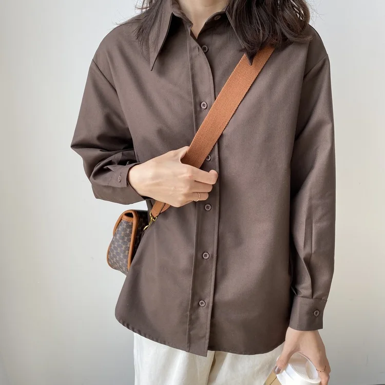 Женская блузка в стиле бойфренда винтажная с длинным рукавом весна 2019|Блузки| |