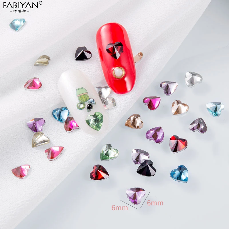 12 цветов для дизайна ногтей акриловая Форма сердца разразы Кристальные грани