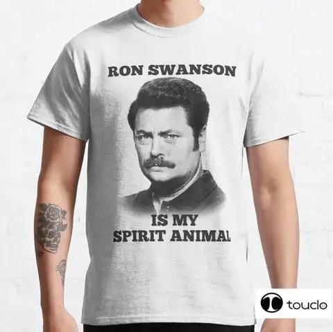 Мужская хлопковая футболка Ron Swanson Is My Spirit с принтом животных, Повседневная футболка с коротким рукавом для мужчин, 100%