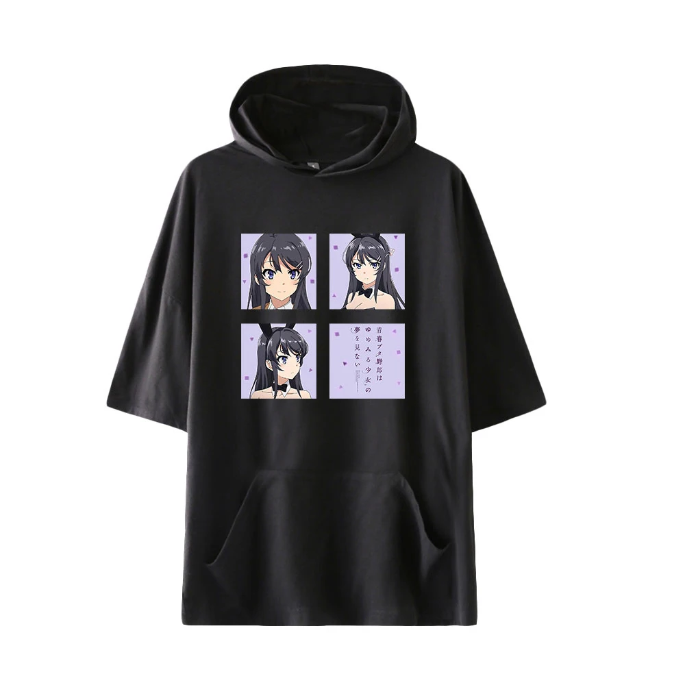 

Новинка 2021, летние толстовки с коротким рукавом в стиле аниме «Банни» для девушек, Seishun Buta Yaro, женский и мужской пуловер в стиле Харадзюку