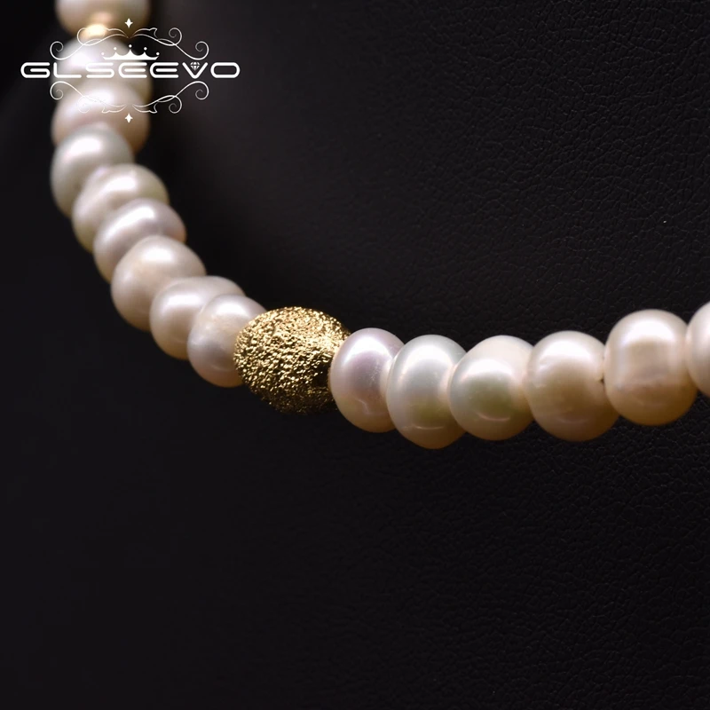 

GLSEEVO Natural Fresh Water Pearl Choker Necklace For Women Wedding Gift Handmade Adjustable Necklace Fasion Jewelry GN0220