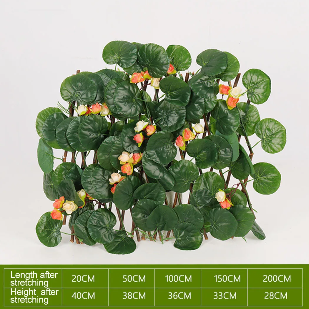 Valla telesc&oacute;pica para jard&iacute;n, enrejados de expansi&oacute;n, flor de hoja Artificial, valla telesc&oacute;pica de madera para pared, 1 Uds.-0