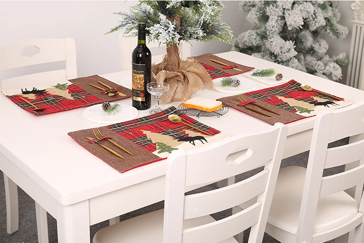 New Year Christmas Home Decoration Kitchen Accessories Placemat Christmas Table Decoration