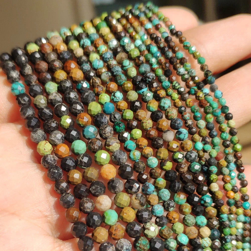 

wholesale Faceted Natural Stone Beads 2/3/4mm African Turquoises Loose Beads For Beach Jewelry Making Waistbeads Women Gift