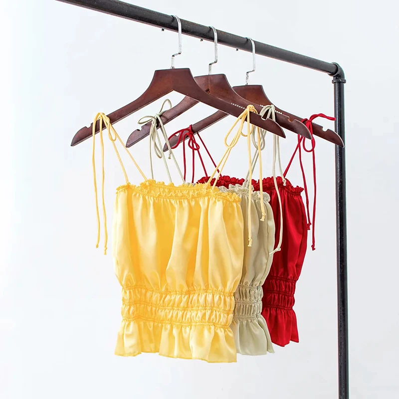 Женские летние красные модные плиссированные топы на бретельках 2020 шикарные