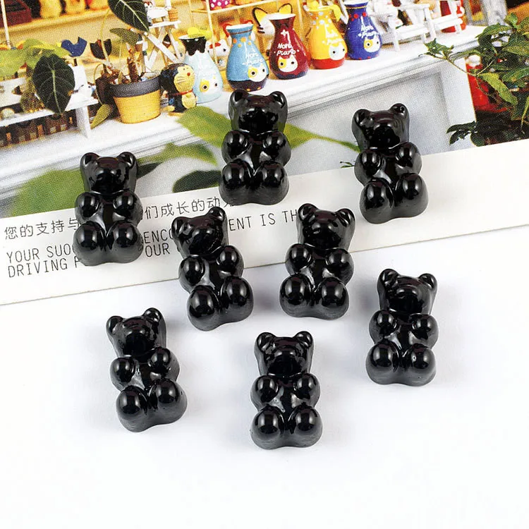 Black Bears 20-100 шт милые медведи плоское заднее плоское украшение из смолы цвет DIY ремесла поставки телефон нашивка в виде ракушки искусство материал детские игрушки аксессуары для волос - Цвет: Black Bears