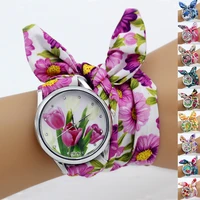 shsby design lady flower cloth wristwatch women dress watch fabric sweet girls bracelet watch silver 2130 watches wholesale