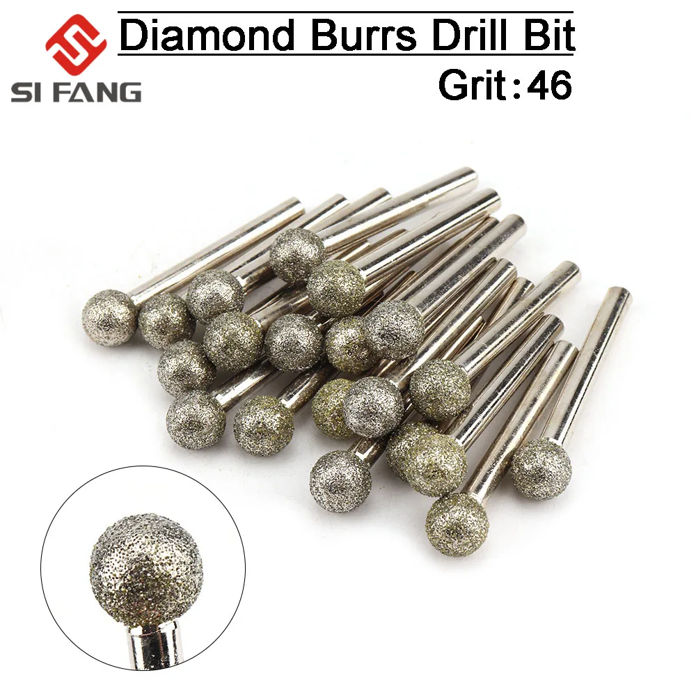

5 шт. алмазная шлифовальная головка борфрезы крепимые Точечные сверла гранильный инструмент драгоценный камень для Dremel 6 мм Диаметр хвостов...