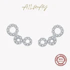 Ailmay Аутентичные 925 стерлингового серебра простой изысканные круглые серьги-гвоздики, сверкающий Цирконий, тонкая женская мода ювелирные изделия