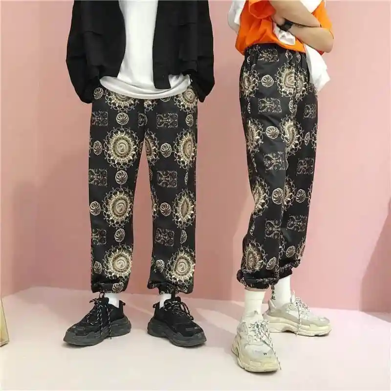 NiceMix женская одежда винтажный принт ulzzang harajuku шаровары женские свободные BF