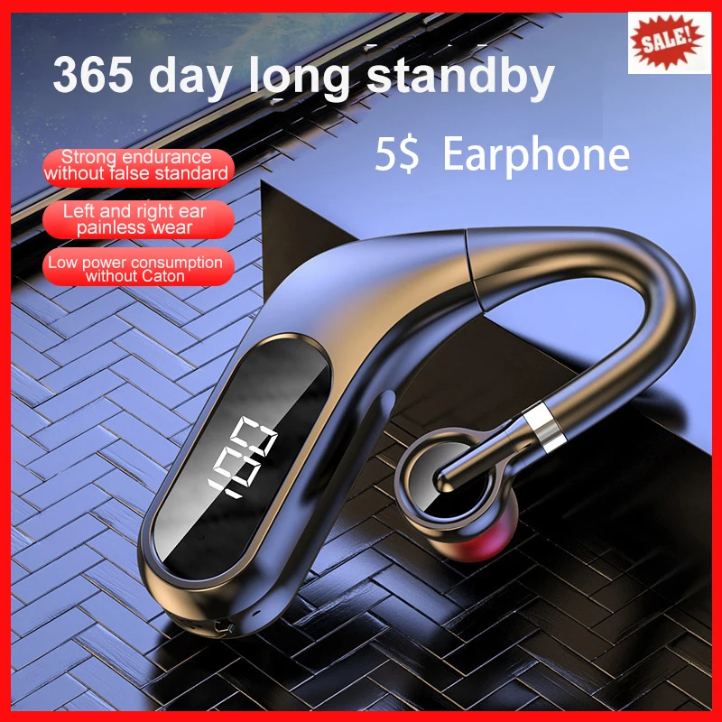 

KJ10 TWS 180° Spin Hanging Ear Earphone Business Bluetooth-compatible Headset Sports Wireless Headphone With Display Earbuds