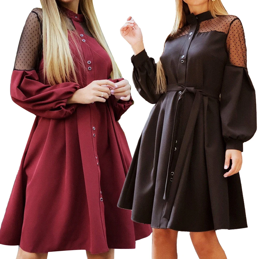 Для женщин с пышными рукавами кружевом и строчкой по краю однобортная поясном