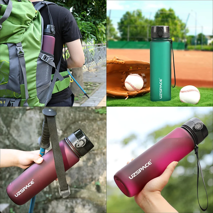 

New 1000ml Sports Water Bottle BPA Free Portable Leak-proof Shaker bottle Plastic Drinkware Outdoor Tour Gym Free Shipping items
