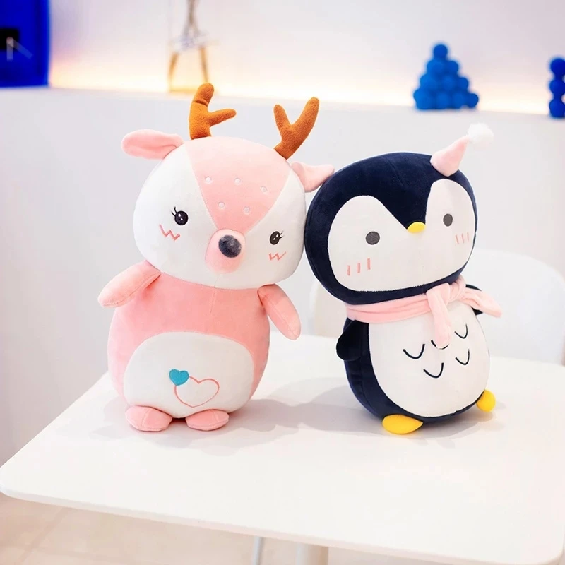 

35cm Cute Penguin&Kawaii Deer Shy Lion Plush Toy Animal Stuffed Doll Hand-held Toys Christmas Gift Friend Girls Boys