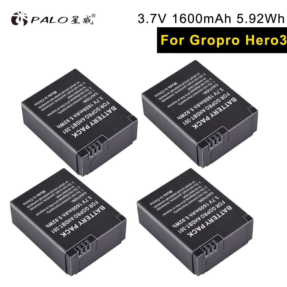 4 шт. аккумуляторные батарейки для экшн камеры GoPro HERO3 5M 12M 11M|Цифровые